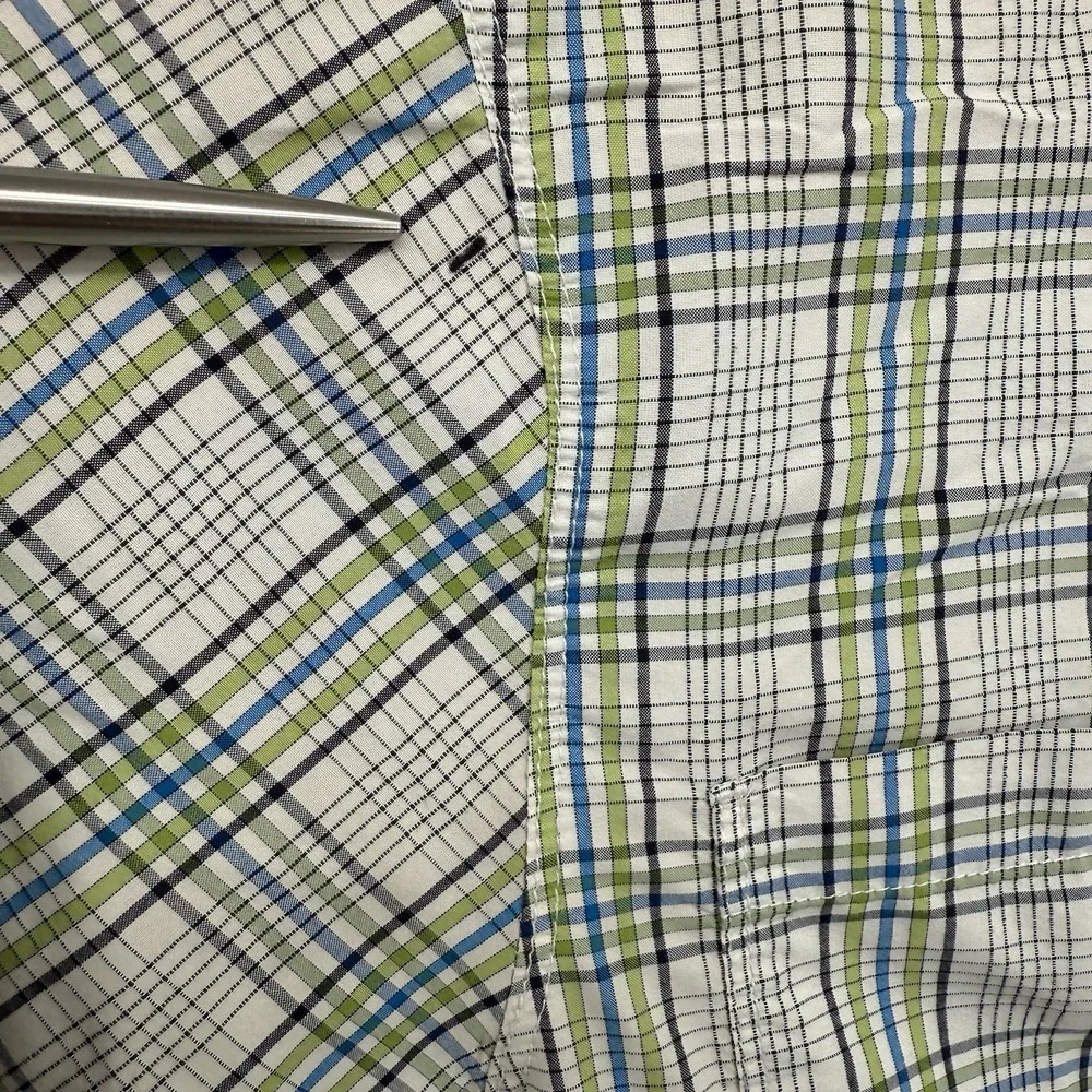 The North Face Shirt Mens S White Green Plaid Short Sleeve Hiking Button Down